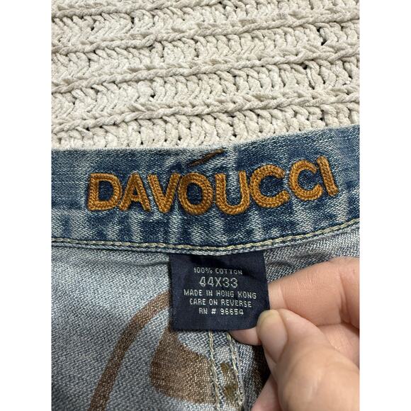 Y2K VTG Davoucci Jeans Wide Leg Baggy Skater Hip Hop Mens 44 x 33 (44 x 31) Blue - Picture 2 of 12